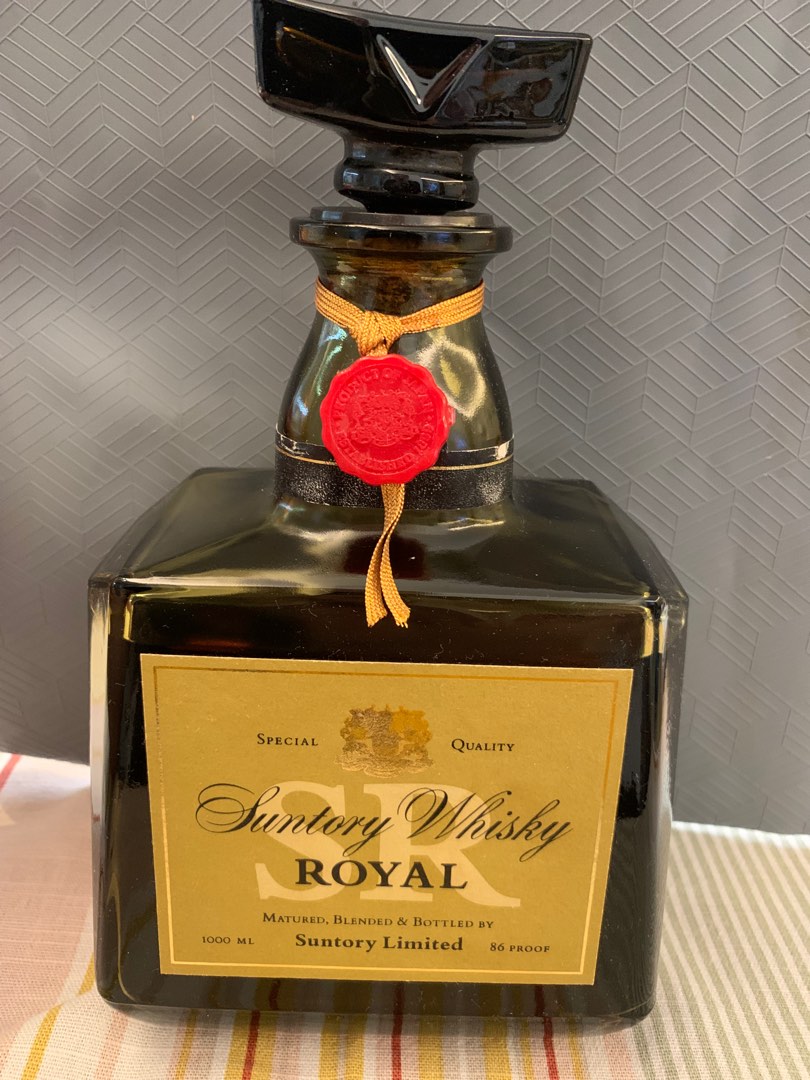 Rare Vintage 80' Suntory Whisky SR Royal 1000ml 95%New, 嘢食& 嘢飲