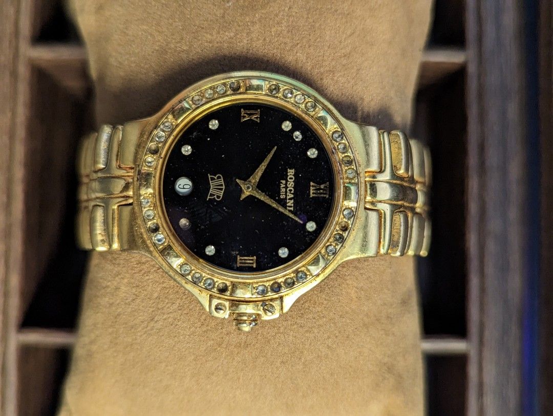 Roscani paris sapphire crystal 23k gold plated clearance