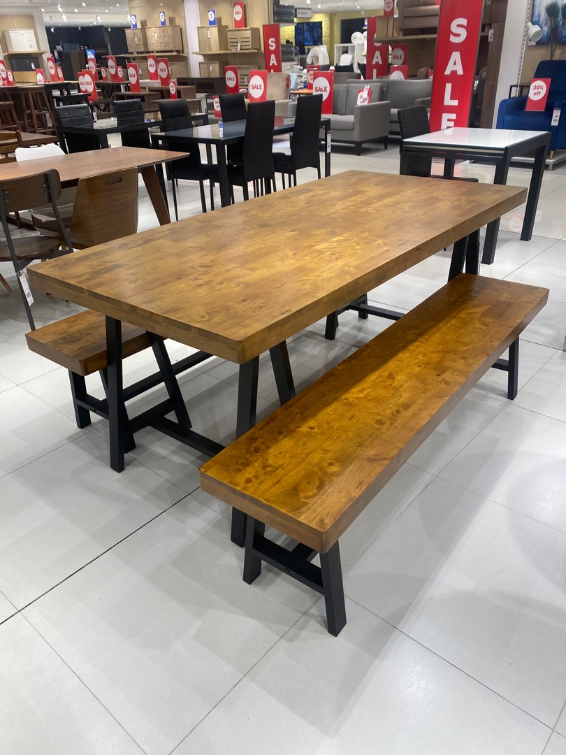 Rustic Wood Dining Table Set 6x3ft (68 seater), Furniture & Home