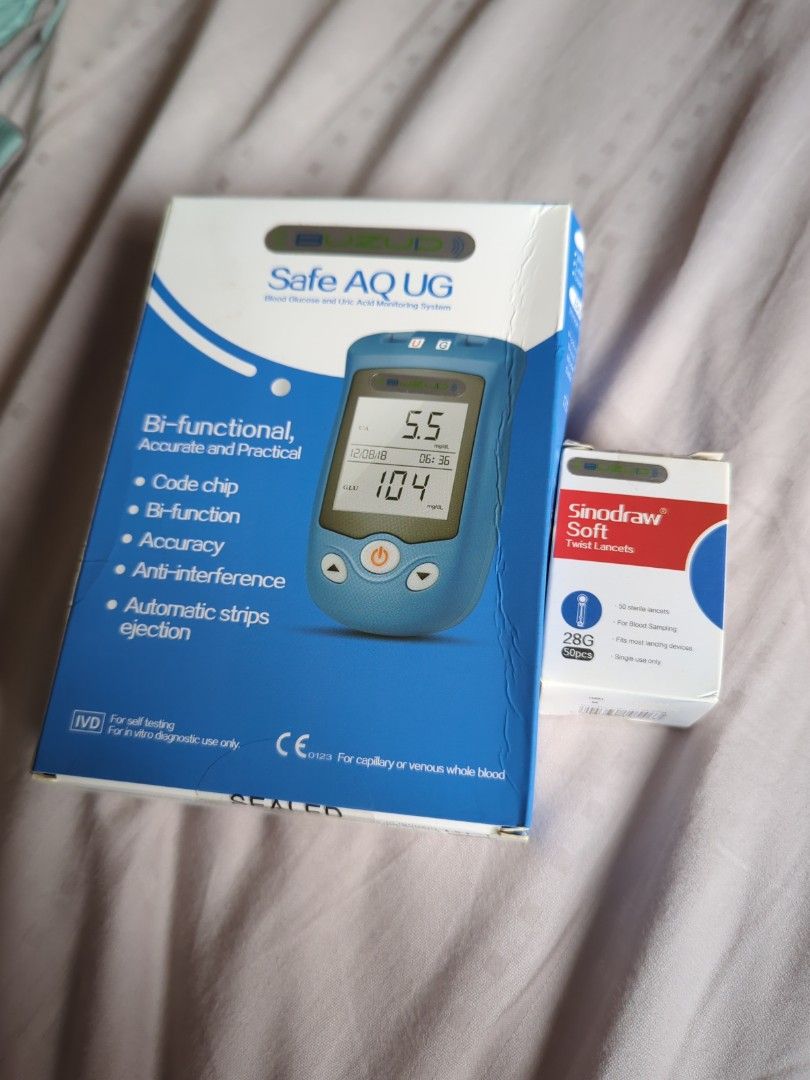 Safe AQ UG Blood Glucose Uric Acid Monitor, Health & Nutrition, Health ...