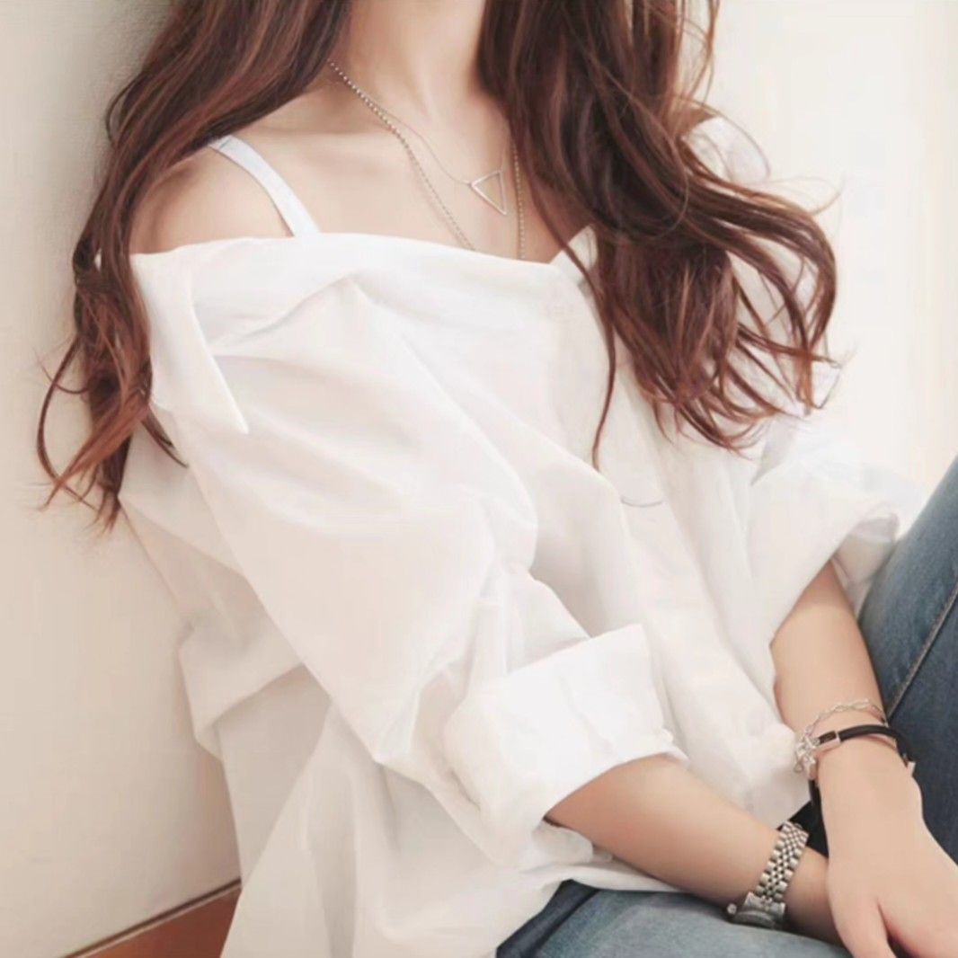 Oversized off the hotsell shoulder button down shirt