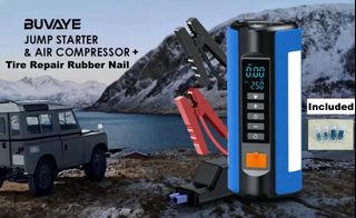 BUVAYE Car Jump Starter Air Pump Portable Air Compressor Multi