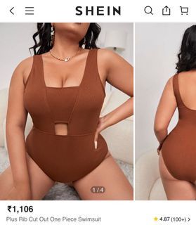 Shein Plus Rib Cut Out One Piece Swimsuit - 2XL