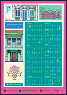 SINGAPORE 2023 CELEBRATE 2024 MYSTAMP CALENDAR SHEET OF 1 STAMP IN MINT MNH UNUSED CONDITION NOT FOR SALE ITEM