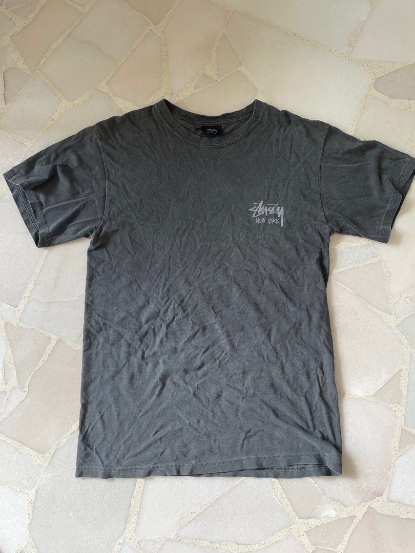 Stussy stussy acid wash grey tee new york Men s Fashion Tops Sets Tshirts Polo Shirts on Carousell