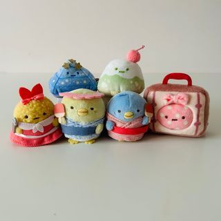 sumikko gurashi hotel series tenori plush: penguin, blue penguin, furoshiki, ebi  (bnwt) san-x japan sumikkogurashi