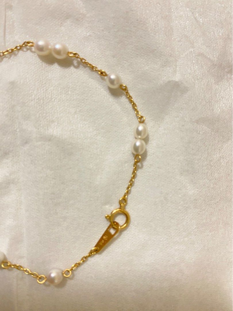 「new year special price」TASAKI K18 18K 750 baby pearl bracelet with cloth  and case
