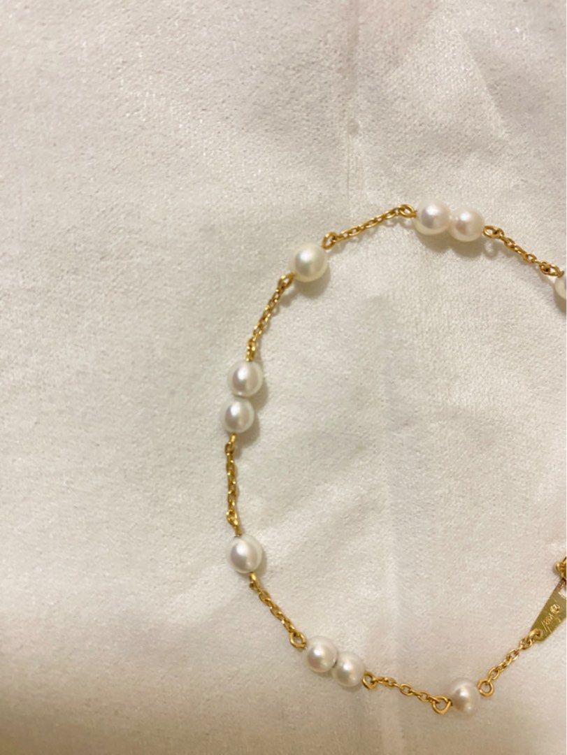 「new year special price」TASAKI K18 18K 750 baby pearl bracelet with cloth  and case