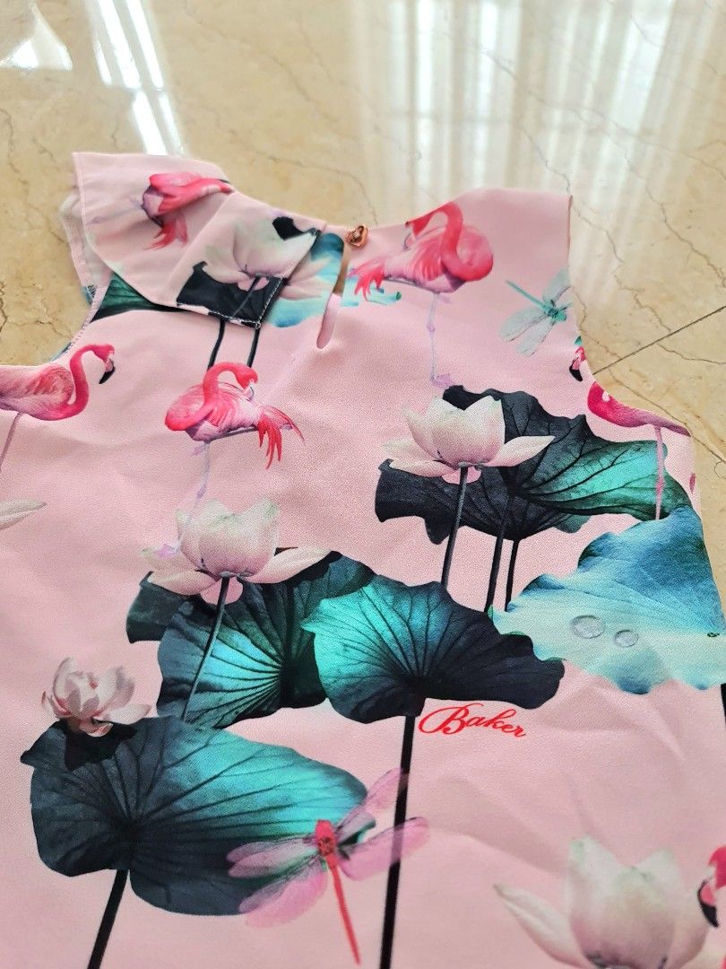 Ted Baker Pink Flamingo Crepe Top