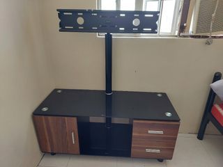 Tempered glass wood drawer tv rack
