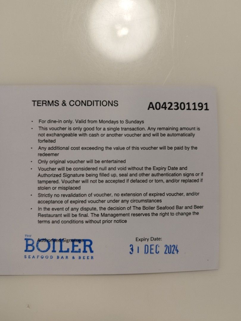 The Boiler 100 Voucher valid till 31 Dec 2024, Tickets & Vouchers