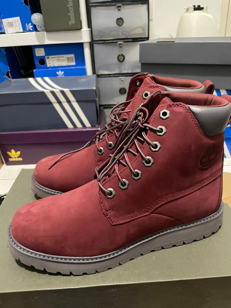Dark red timberlands new arrivals