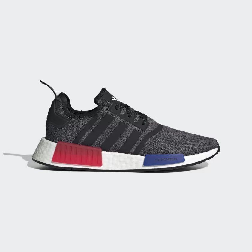 UK 8.5 Adidas NMD R1 Black Red Blue