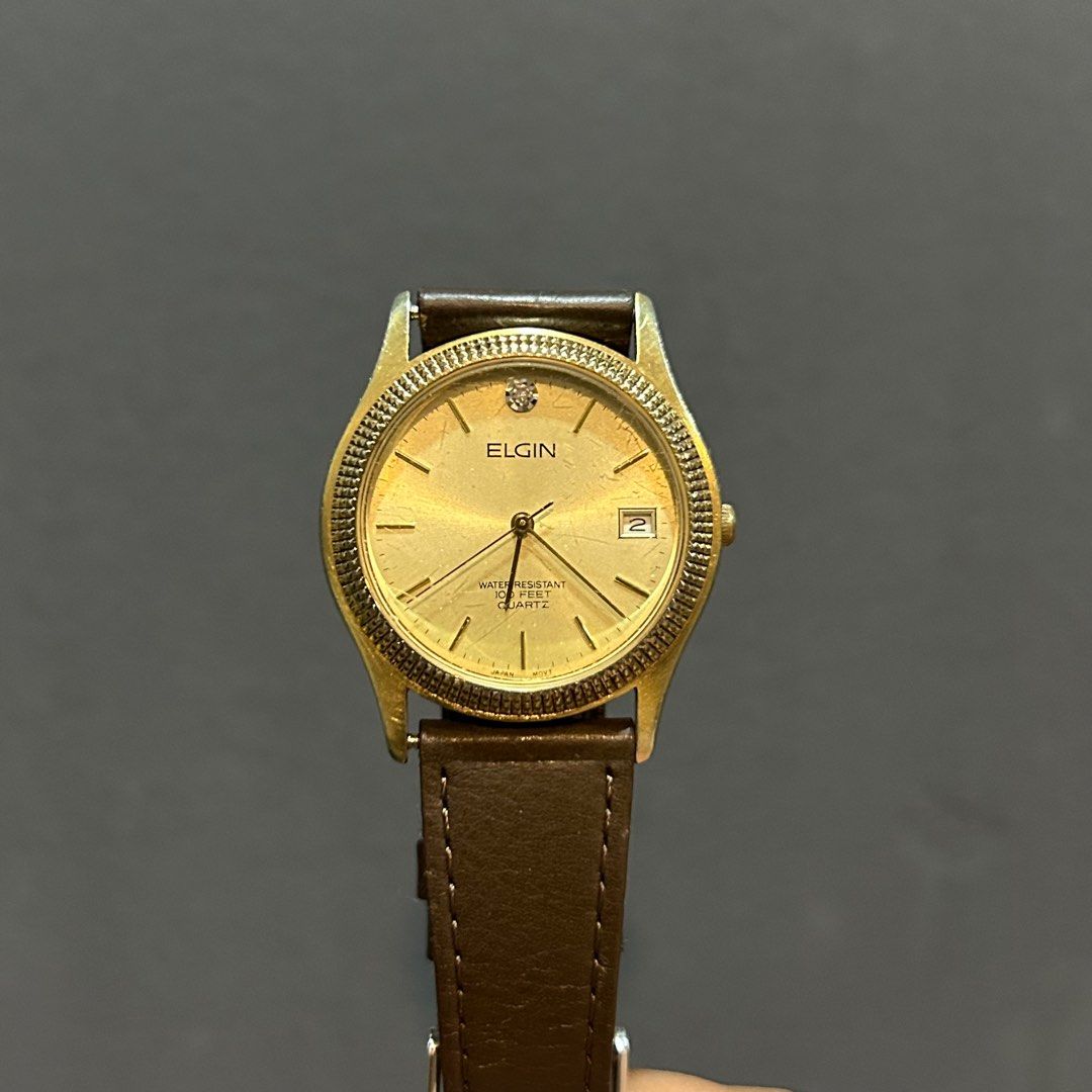 Elgin diamond quartz mens watch store