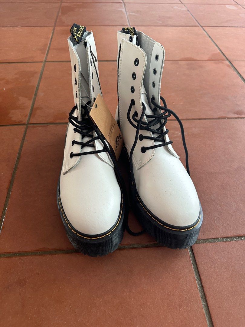 White leather combat boots hot sale