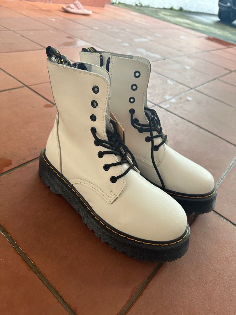 Cheap white combat boots outlet