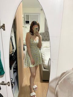 white floral tie up dress
