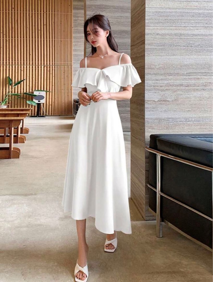 White Off Shoulder Dress, Women's Fashion, Dresses u0026 Sets, Dresses on  Carousell