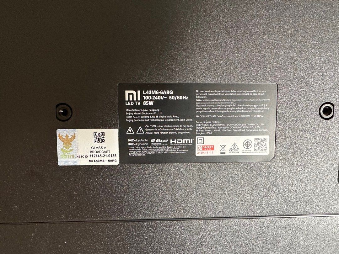 XIAOMI 43 INCH P1 4K TV L43M6-6ARG, TV & Home Appliances, TV ...