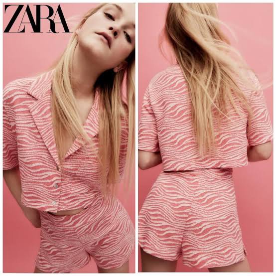 Zara Pink Zebra Knitted Jacquard Coordinates, Women's Fashion, Dresses