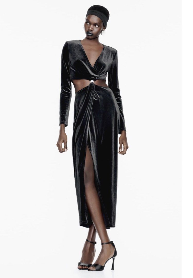 black drape dress Six Stories Plunge Drape Satin Bridesmaid Dress main image 0