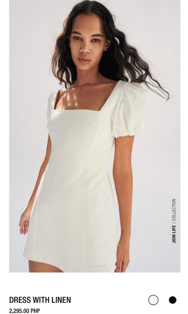 Linen white shop dress zara
