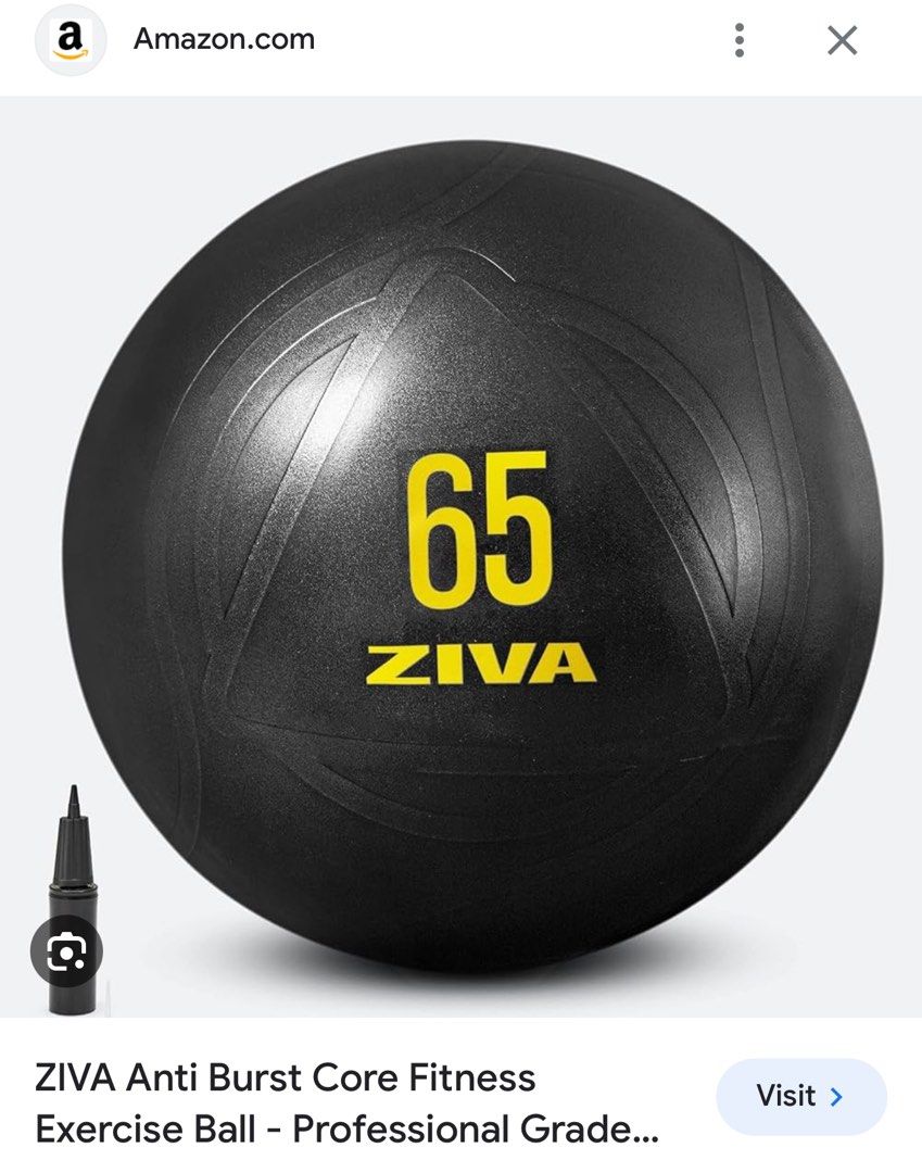 Ziva 65cm exercise ball Sports Equipment Exercise Fitness Toning Stretching Accessories on Carousell