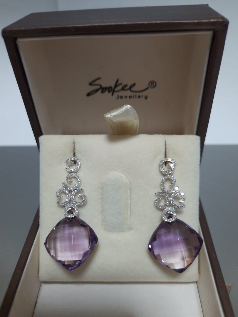 White gold amethyst new arrivals earrings
