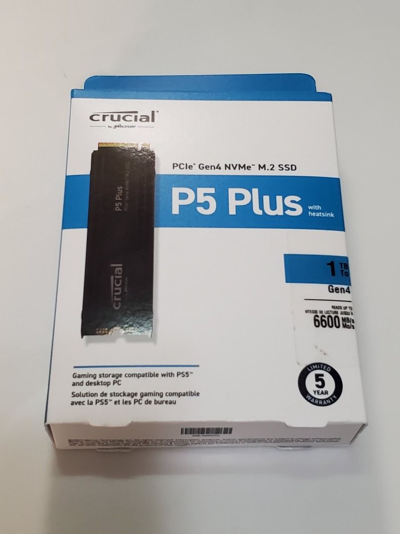 Crucial P5 Plus 1TB PCIe Gen4 NVMe M.2 Internal SSD with Heatsink, for PS5  & PC