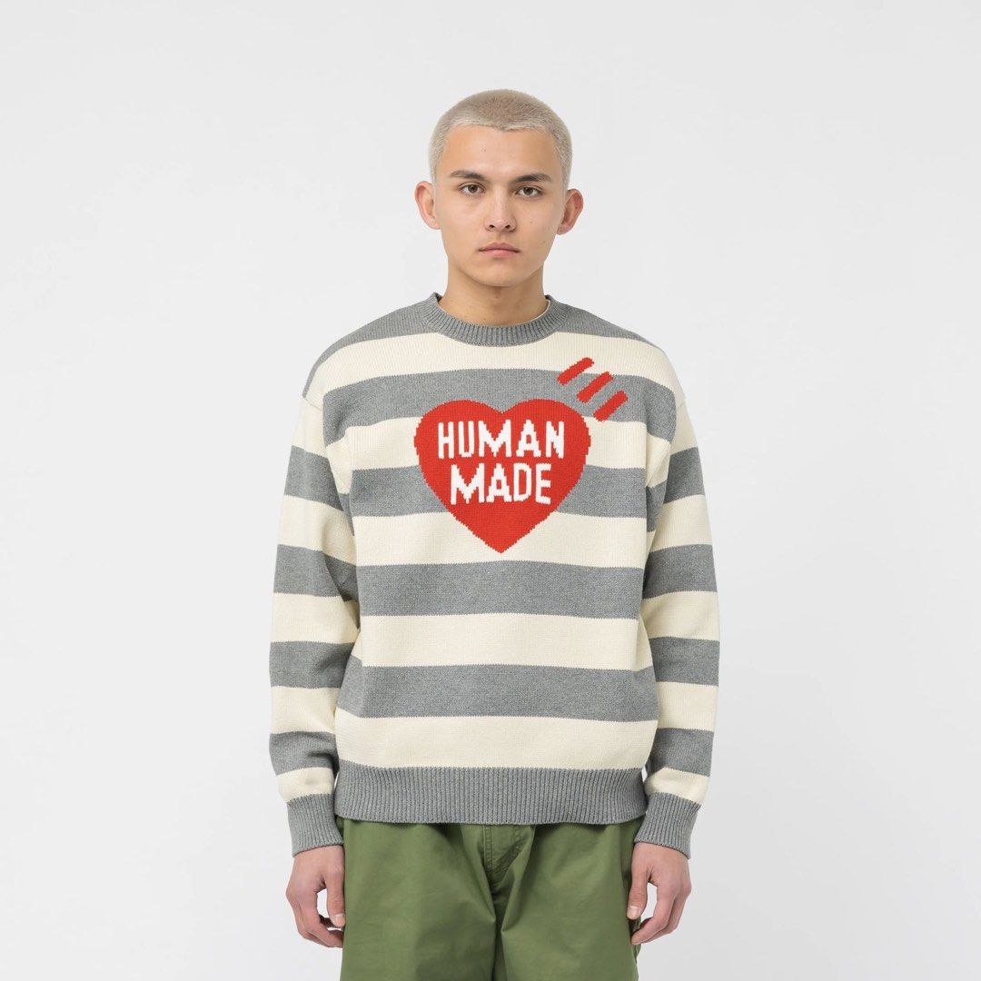 代購Human Made Striped Heart Knit Sweater, 男裝, 上身及套裝, 衛衣