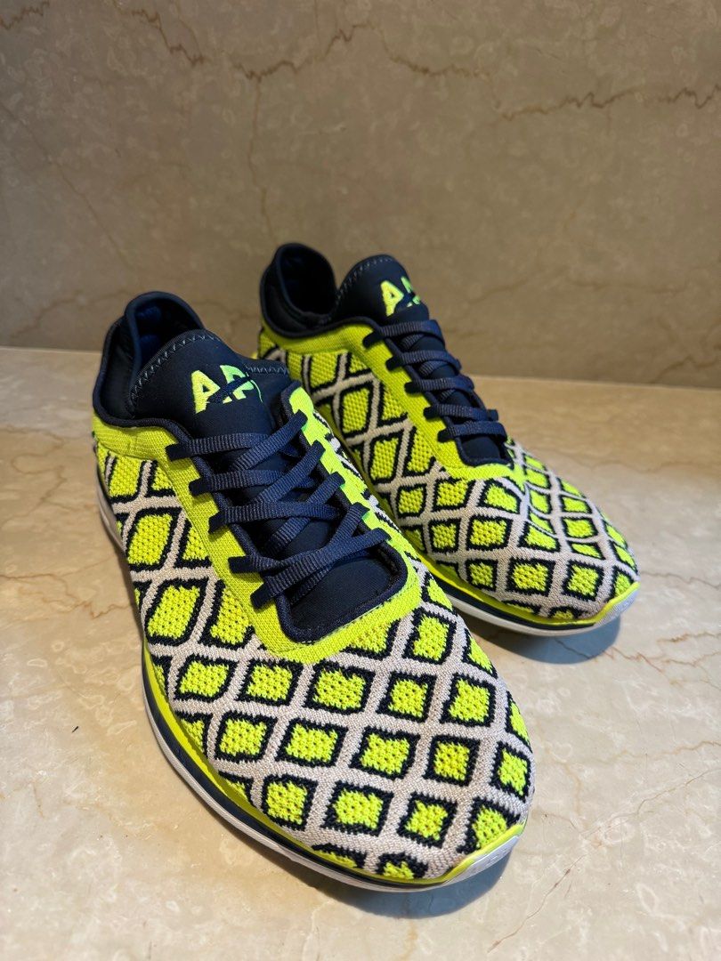 APL Athletic Propulsion Labs yellow leopard print sneakers
