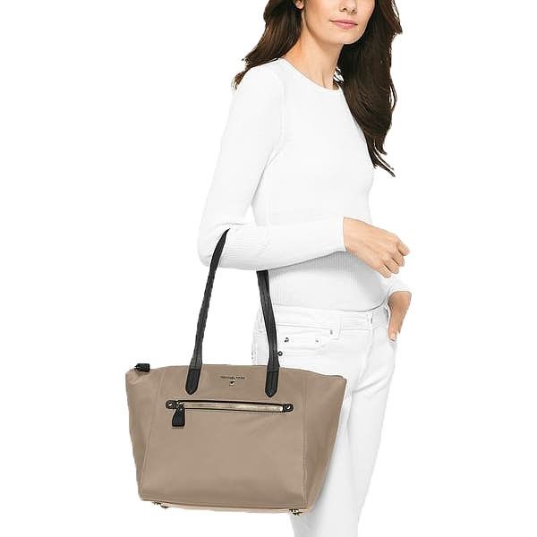 Authentic Michael Kors Nylon Kelsey Medium Top Zip Tote Truffle