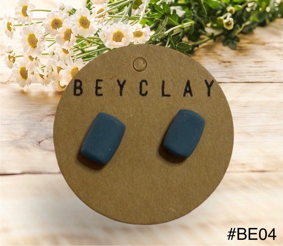BASIC EAR STUD / BASIC EARRINGS (Category: Earrings) located in Singapore. Submitted by beyclay_ (Listing ID 1262217349, Image 4). Description: Hand-made Basic Colour ear studs. Locally made. *Please take note that the pair sizing might be slightly irregular or asymmetrical as it is hand made..