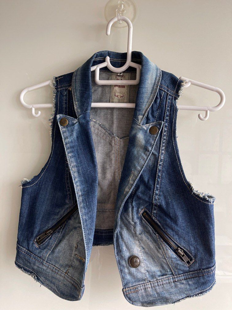 Girls top denim waistcoat