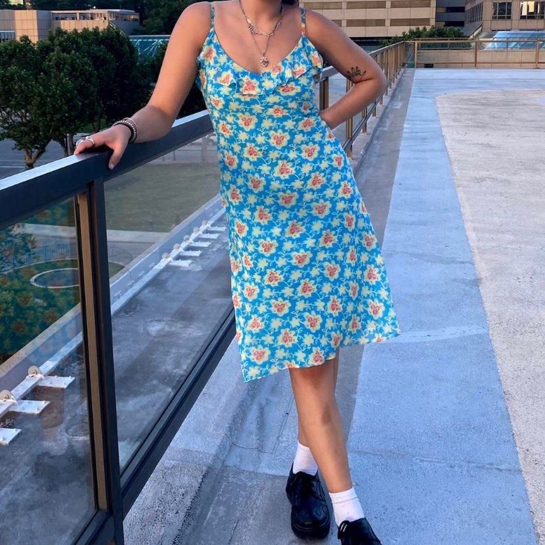 BETSEY JOHNSON Blue Floral Dress Y2k 90s Vintage Women s Fashion Dresses Sets Dresses on Carousell