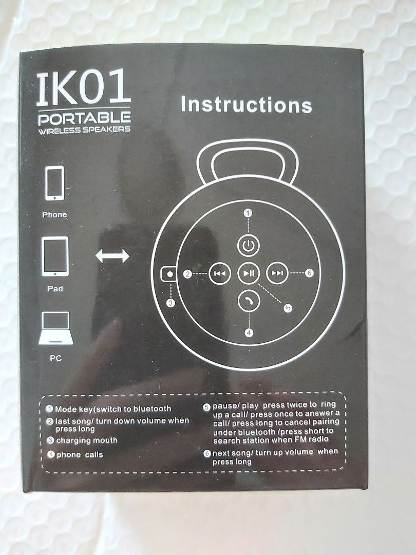 BNIB IK01 Portable Wireless Speaker Black Audio Soundbars
