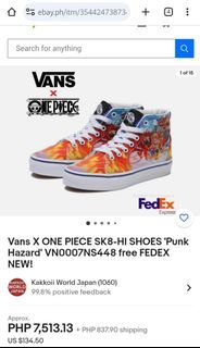 Brand New Vans One Piece x SK8-HI 'Punk Hazard' Shoes from Canada 🇨🇦