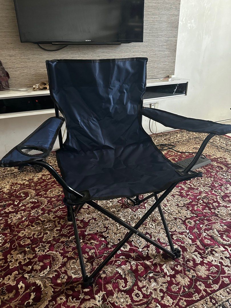 Garden treasures black steel camping chair sales