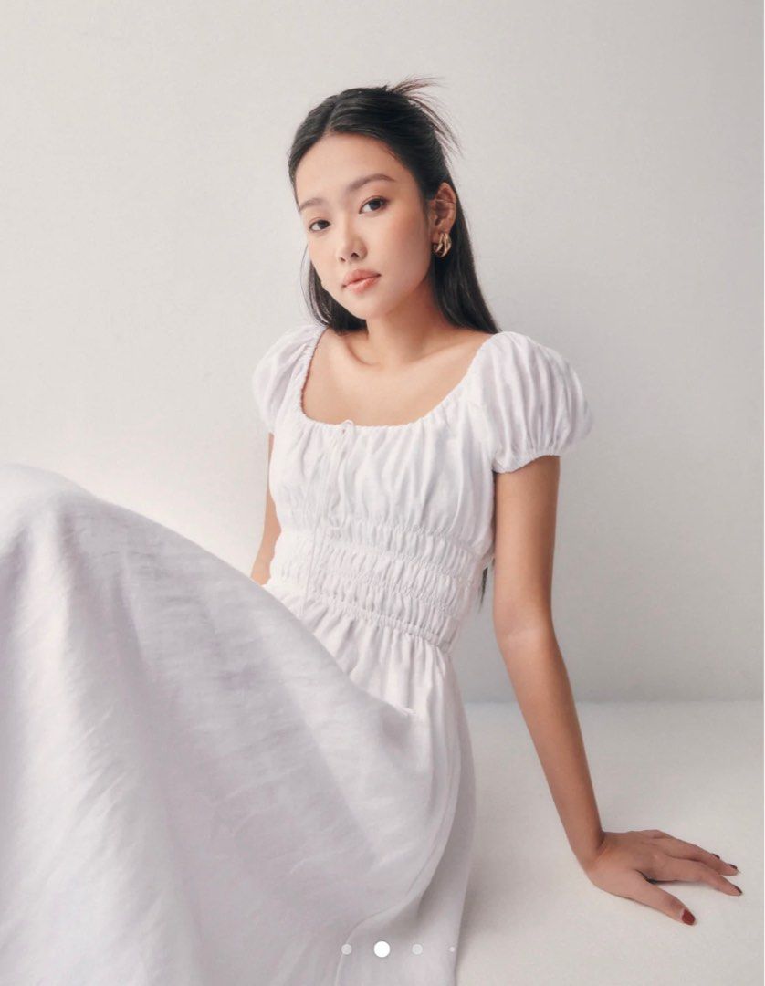 Miya Puff Sleeve Dress in White