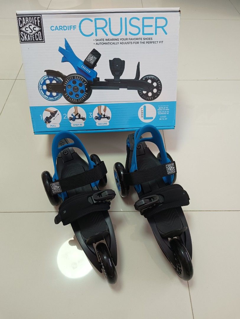 Patins à Roulettes Cardiff Skate Co. Cruiser 3 – Adultes – Bleus – 3 Roues – Réglables