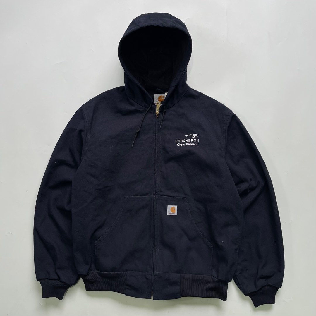 Carhartt J131-DNY Duck Active Jacket Hooded Navy Thermal Lined, Men's ...