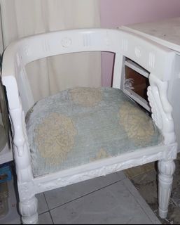 Carved White detailed rustic vintage sofa chair wooden