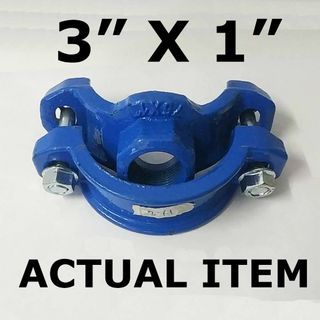 CAST IRON SADDLE CLAMP 3" X 1" BLUE FOR WATER DISTRICT DUCTILE IRON ---------------------- 3" X 1"