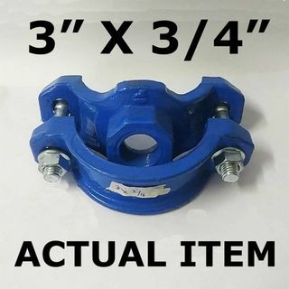 CAST IRON SADDLE CLAMP 3" X 3/4" BLUE FOR WATER DISTRICT DUCTILE IRON ------------------ 3" X 3/4"