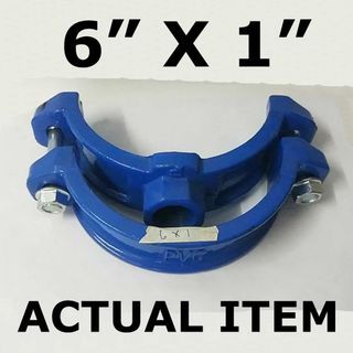 CAST IRON SADDLE CLAMP 6" X 1" BLUE FOR WATER DISTRICT DUCTILE IRON ---------------------- 6" X 1"