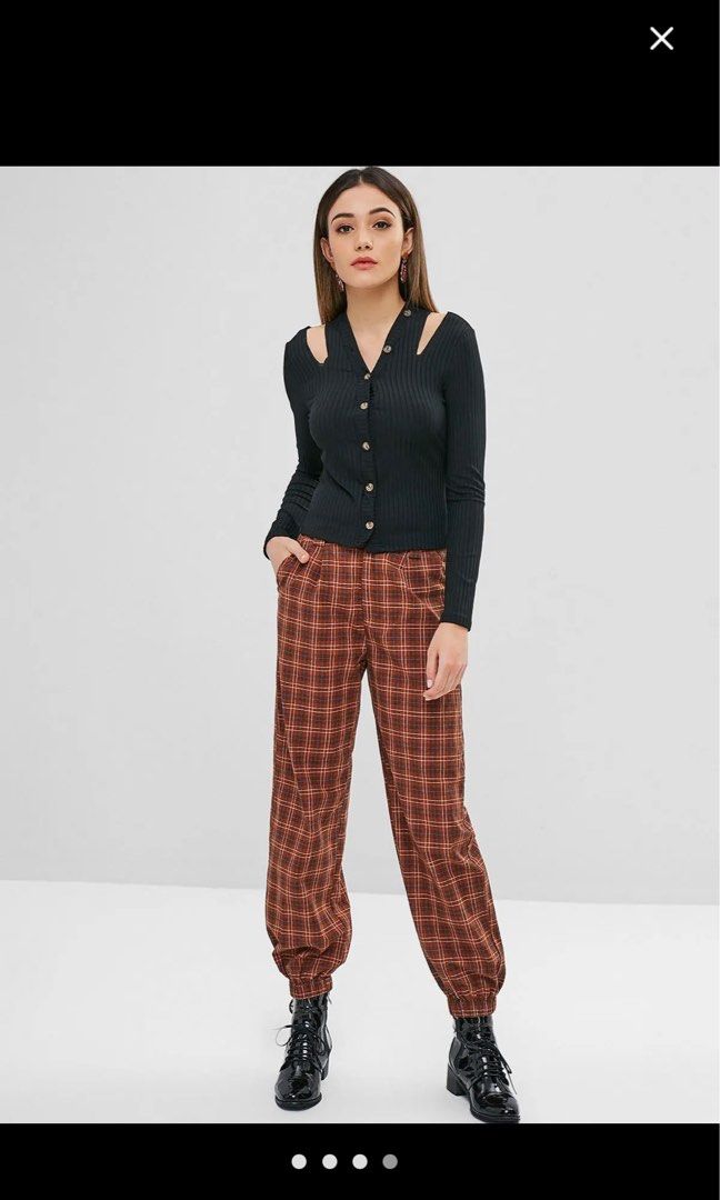 Chequered pants top