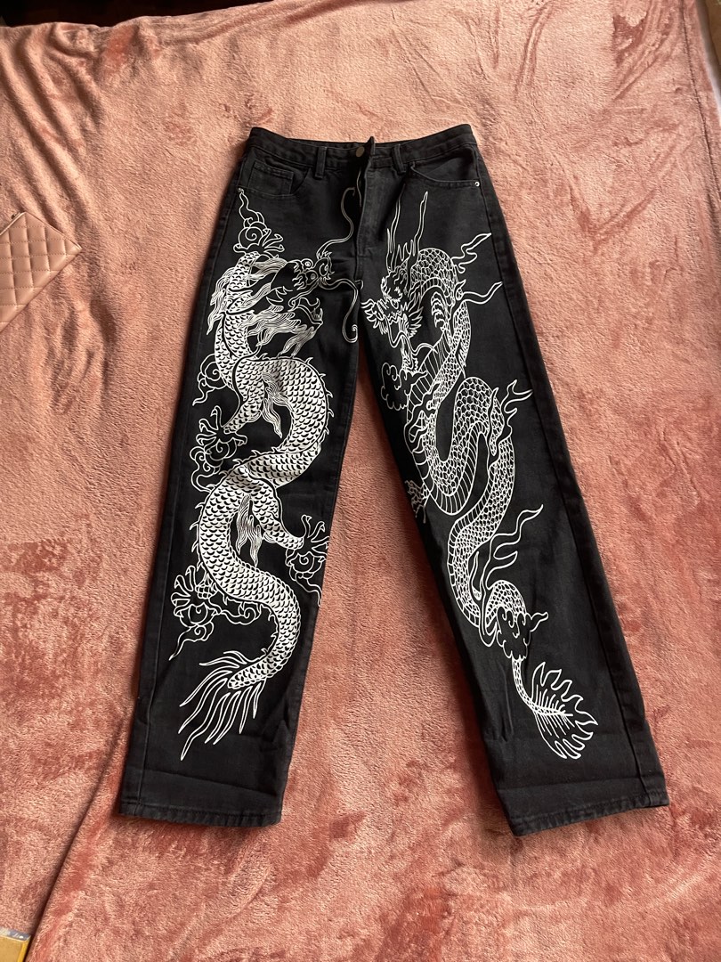 Chinese Dragon Print Jeans  Printed jeans, Women denim jeans, Denim women