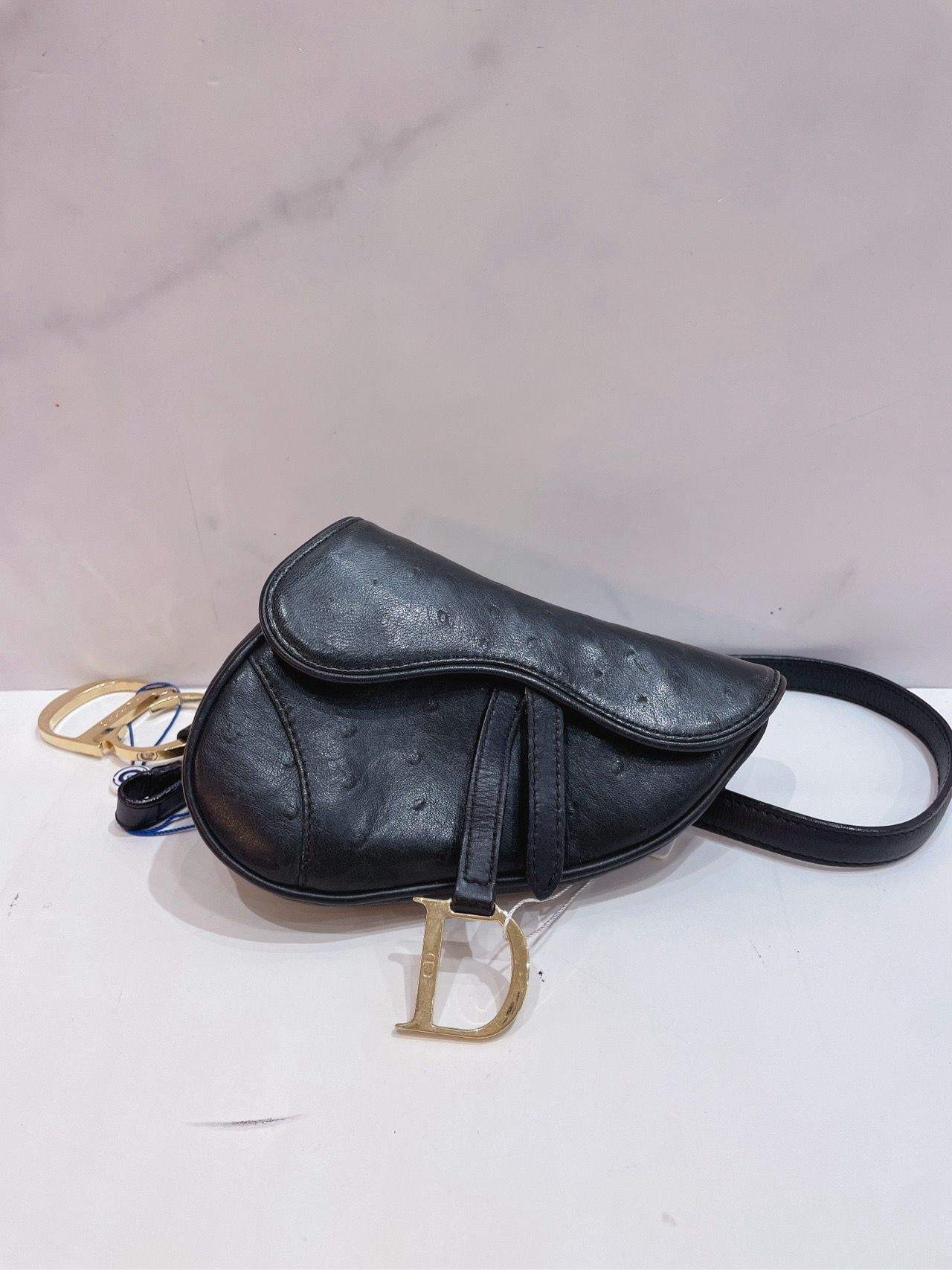Christian dior ostrich saddle bag discount