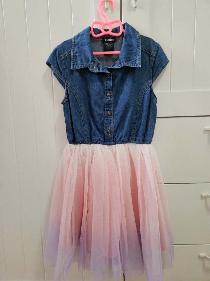 Pink & Violet Girls Denim Chambray Bodice 3/4 Sleeve Tulle Tutu Dress with  Belt | eBay