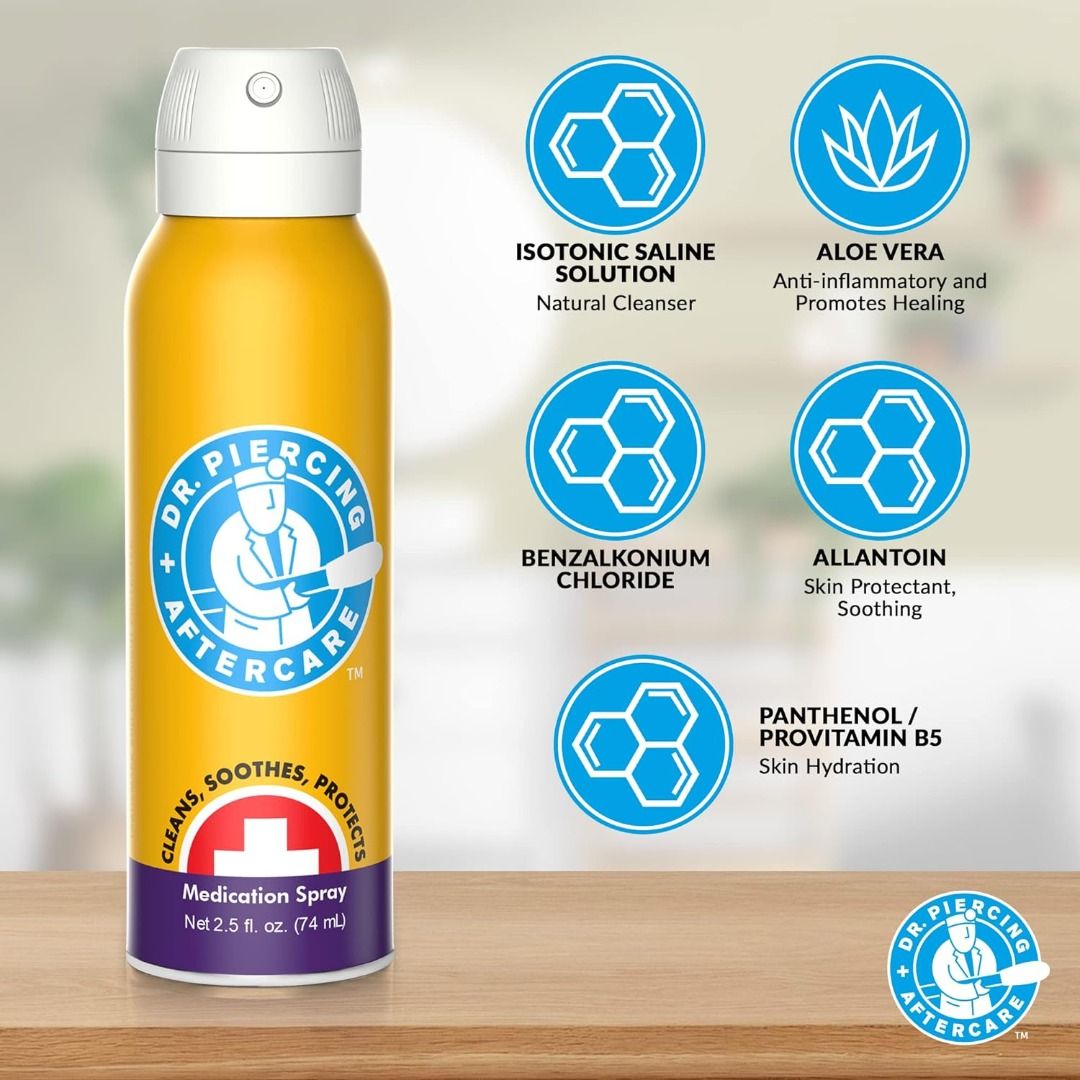 Dr. Piercing Aftercare Spray Saline Solution, Beauty & Personal Care